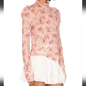 LoveShackFancy Vienna Turtleneck in Pink. Size XS
